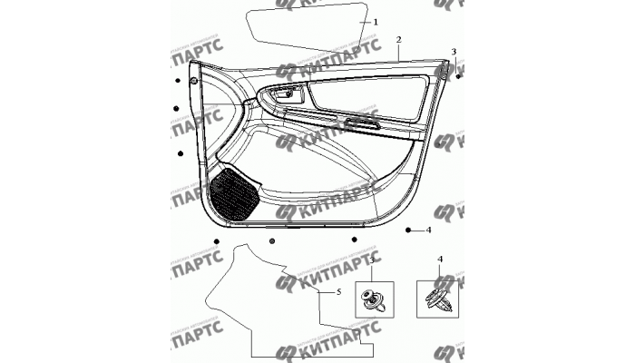 Обивка двери передней правой в сборе Geely MK